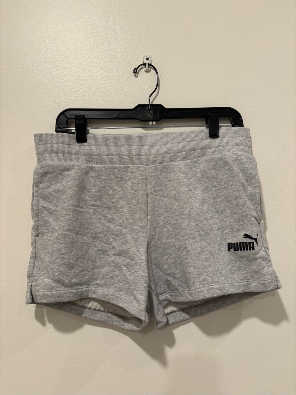Puma Women's Light Gray Athletic Shorts with Logo